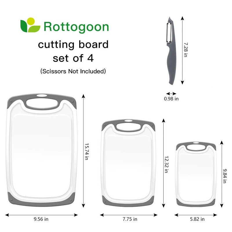 Rottogoon Cutting Boards for Kitchen, Plastic Chopping Board Set of 4 with Non-Slip Feet and Deep Drip Juice Groove, Easy Grip Handle, Dishwasher Safe, BPA Free, Non-porous Mint - Image 4
